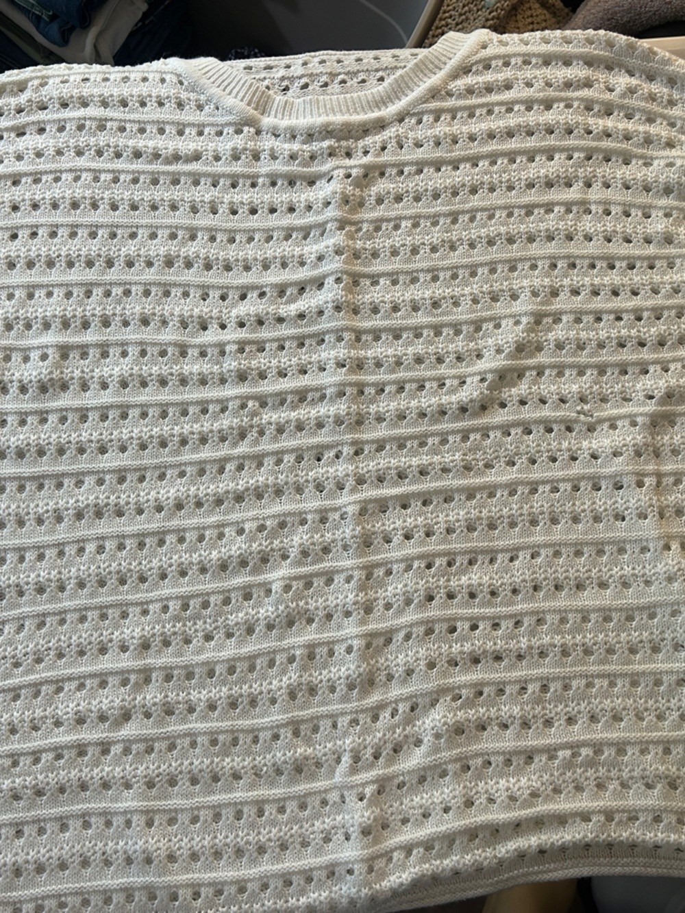 Women's White Eyelet Knit Sweater